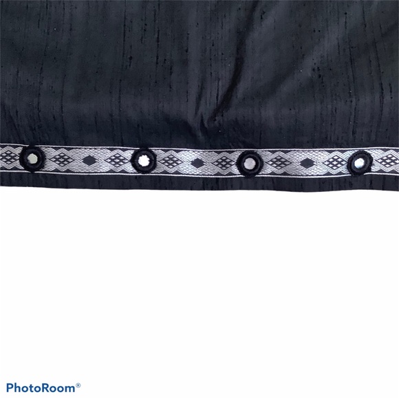 Bebe Silk Skirt 6 Black Embellished Hem - Picture 4 of 5